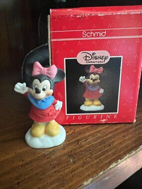 Vintage Disney Schmid Minnie Mouse Porcelain Ceramic 2” Figurine